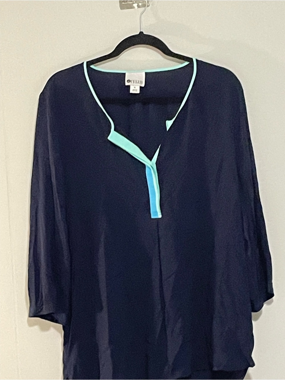 Style & Co. Navy Tunic with Mint Trim